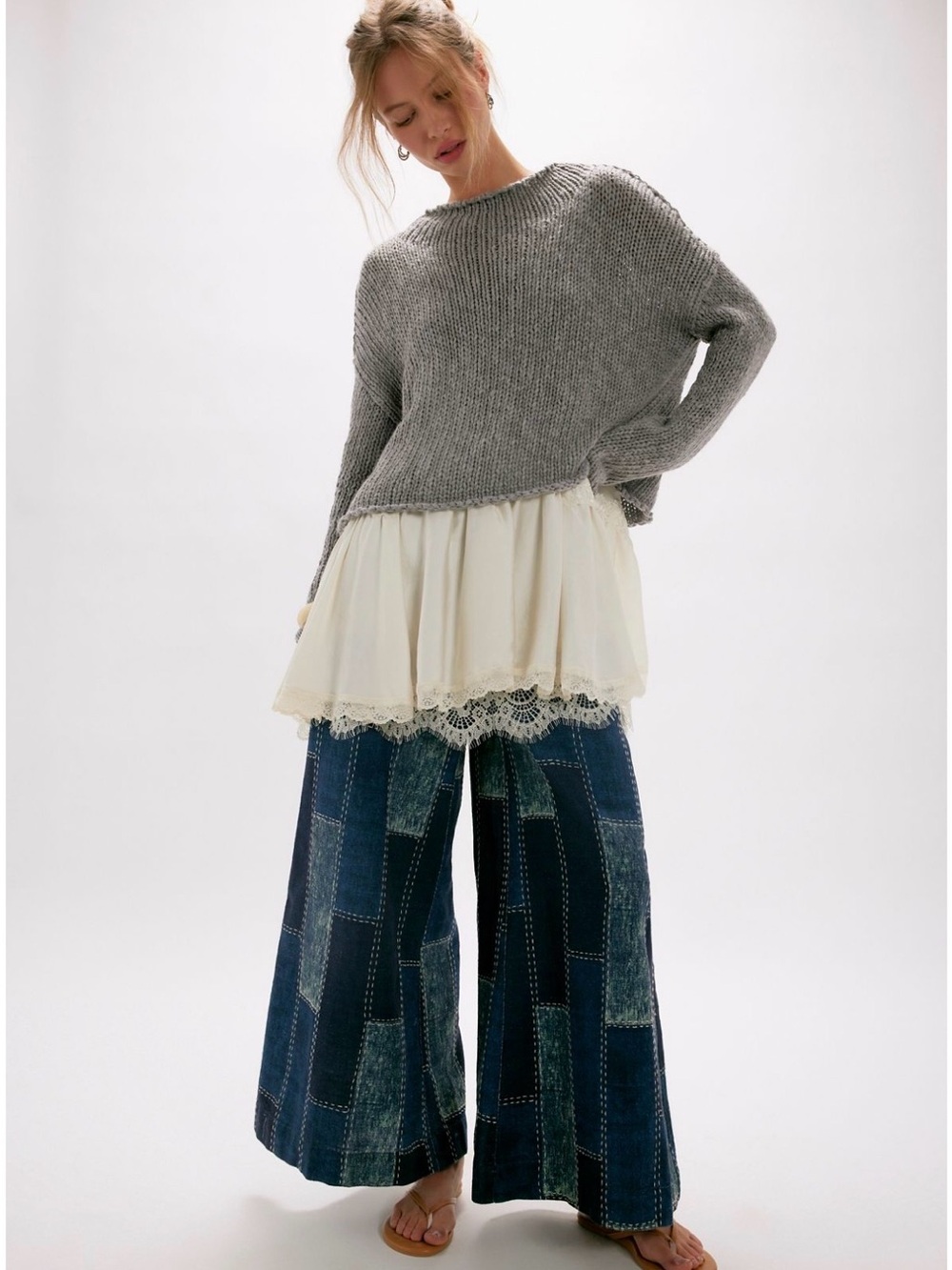 Free People We The Free Patches Wide-Leg Flare Jeans